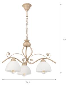 Brilagi - Lampadario con catena ANTICO MODERN 3xE27/60W/230V beige