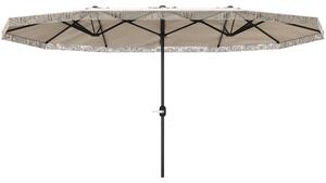 Outsunny Ombrellone Doppio a 12 Stecche con Manovella, in Poliestere e Acciaio, 450x265x260 cm, Bianco Crema