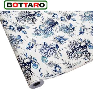 Tovaglia a metratura Bottaro Art. NETTUNO BLEU tessuto in panama di cotone stampato H180