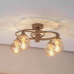 Avonni Plafoniera Binah ambra/oro antico a 4 luci Ø 60 cm vetro/metallo