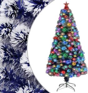 Albero Natale Preilluminato Bianco e Blu 120 cm in Fibra Ottica