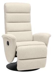 Poltrona relax girevole manuale in tessuto di ciniglia beige NELSON