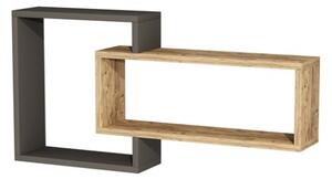 Mensola Sospesa 2 Vani A Cubo 87x15x44 Dante Antracite E Rovere