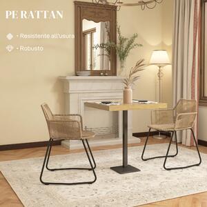 Set 2 Sedie Da Giardino Bohemien HOMCOM - Rattan PE Con Struttura Acciaio, Giallo E Nero, Per Interni Ed Esterni - Foto 2
