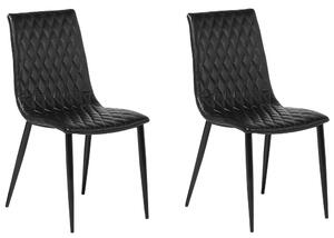 Set di 2 sedie da pranzo in ecopelle nera con schienale imbottito e imbottito design vintage senza braccioli Beliani
