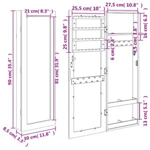 Armadio Portagioie con Specchio a Muro 30x8,5x67 cm