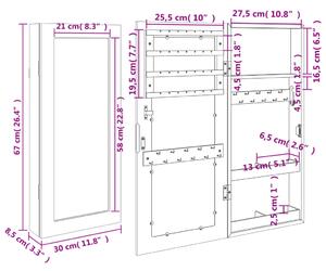 Armadio Portagioie con Specchio a Muro 30x8,5x67 cm