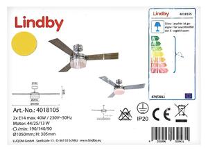 Lindby - Ventilatore da soffitto ALVIN 2xE14/40W/230V