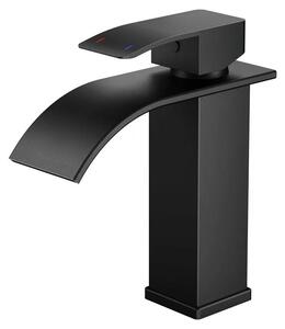 Rubinetto a cascata per lavabo - Miscelatore monocomando - Montaggio a incasso - Acciaio inossidabile 304 - Valvola in ottone - Resistente agli schizzi - Nero