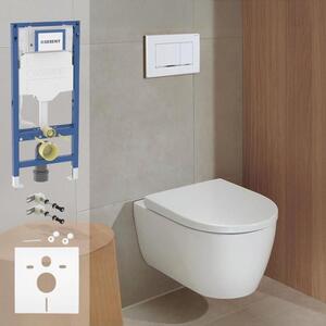 Set completo Geberit Duofix Element, vaso WC iCon con copriwater e pulsante di azionamento Sigma 20 quadrato