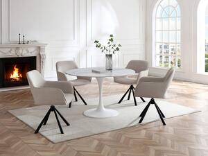 Tavolo da pranzo 4 persone in ceramica e metallo Effetto marmo bianco - DYNARO