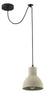 Lampadario Industrial Broni Metallo Nero 1 Luce Diffusore Calcestruzzo Grigio