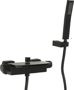 Miscelatore a parete per doccia a cascata, struttura in ottone resistente, tubo flessibile in acciaio inox da 1,5 m, nero