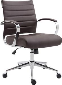 Sedia ergonomica da ufficio, sedia da ufficio - Comfort regolabile, struttura cromata | Materiale: Pelle finta. Colore: marrone
