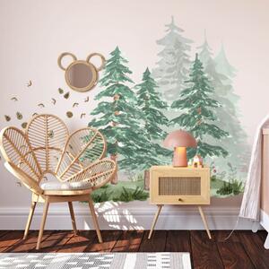 INSPIO-Adesivo in tessuto - Paesaggio con foresta nella stanza dei bambini