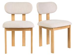 Sedie in tessuto effetto velluto testurizzato beige e legno chiaro frassino (lotto di 2) NORMI