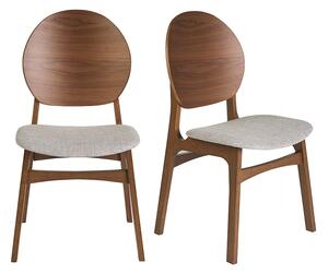 Sedie scandinave in legno scuro e tessuto grigio chiaro (set di 2) ELTON