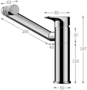 Miscelatore alto per lavabo - Rubinetteria da bagno - Girevole a 360° - Miscelatore monocomando - Argento - Finitura cromata