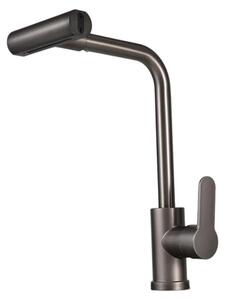 Miscelatore da cucina – Miscelatore estraibile per lavello – 4 funzioni acqua – Acqua calda e fredda – Rotazione a 360° – Bocchetta flessibile – Acciaio inossidabile 304 – Grigio gunmetal