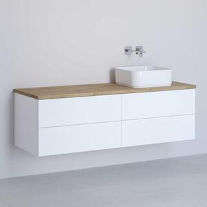 Console per lavabo Kronenbach, modello a cubo, 141 cm, con lavabo integrato e 4 cassetti