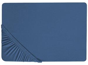 Lenzuolo con angoli cotone blu marino 90 x 200 cm con bordi elastici modello classico a tinta unita camera da letto classica Beliani