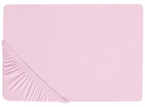 Lenzuolo con angoli cotone rosa pastello 90 x 200 cm con bordi elastici modello classico a tinta unita camera da letto classica Beliani