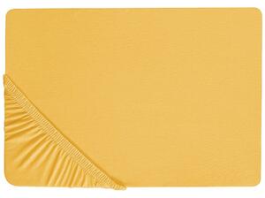 Lenzuolo con angoli cotone giallo senape 90 x 200 cm con bordi elastici modello classico a tinta unita camera da letto classica Beliani