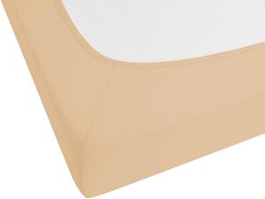 Lenzuolo con angoli cotone beige sabbia 90 x 200 cm con bordi elastici modello classico a tinta unita camera da letto classica Beliani