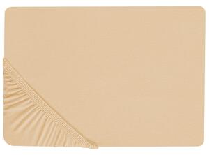 Lenzuolo con angoli cotone beige sabbia 90 x 200 cm con bordi elastici modello classico a tinta unita camera da letto classica Beliani