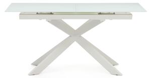 Tavolo allungabile Atminda vetro temperato e gambe acciaio finitura bianca 160(210)x90 cm