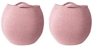 Set di 2 cesti portaoggetti in cotone rosa 20 x 30 cm Portabiancheria Contenitori intrecciati a mano Beliani