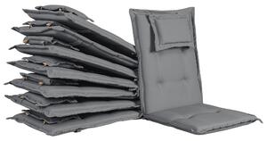Set di cuscini di ricambio per sedie da esterno in tessuto grigio resistente ai raggi UV con imbottitura spessa 8 cuscini Beliani