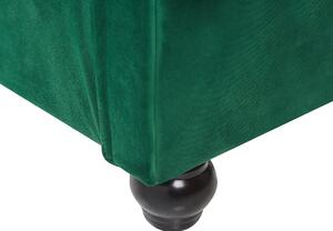 Letto rivestimento in velluto verde Gambe in legno Nero 180 x 200 cm abbottonato Glam Beliani