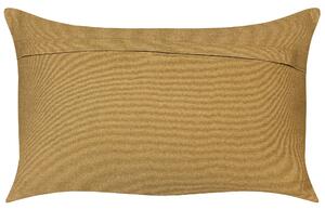 Cuscino in iuta e lana verde e beige 30 x 50 cm con motivo geometrico realizzato a mano Beliani