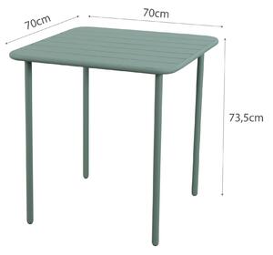 Tavolo da giardino Cafe in acciaio con piano in alluminio verde per 4 persone 70x70cm