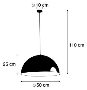 Lampada a sospensione industriale nera oro 50 cm incl lampadina smart E27 G125 - MAGNA Eco