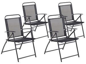 Set di 4 sedie da giardino con struttura in acciaio Nero pieghevole resistente agli agenti atmosferici Beliani