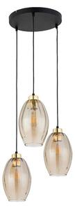Lampadario a cavo SEBO 3xE27/15W/230V nero/beige fumé