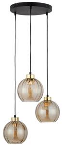 Lampadario a cavo DEVI 3xE27/15W/230V nero/beige fumé