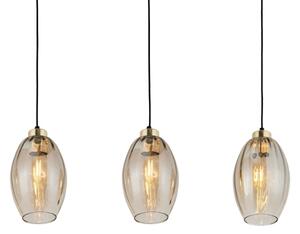 Lampadario LED a sospensione su cavo SEBO 3xE27/15W/230V nero/beige fumoso