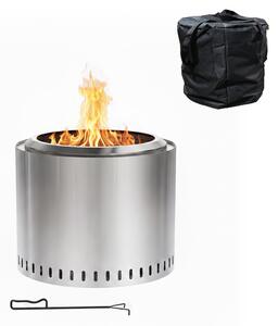 Relaxdays Braciere senza fumo, acciaio inossidabile, A x P 40,5 x 49 cm, base e contenitore per la cenere, braciere senza fumo, argento