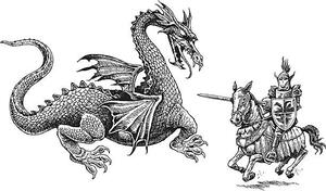 Illustrazione Knight and Dragon - Medieval, KeithBishop