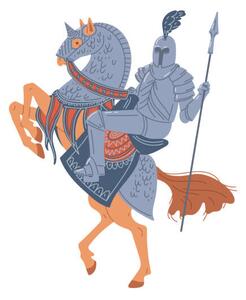 Illustrazione Vector isolated illustration of medieval knight, sabelskaya