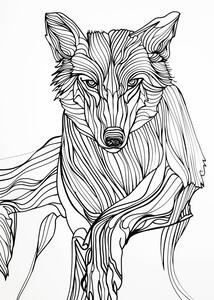 Illustrazione Lines art Wolf, Justyna Jaszke, (30 x 40 cm)