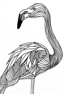 Illustrazione Lines art Flamingo, Justyna Jaszke, (30 x 40 cm)