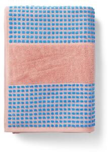 Asciugamano blu e rosa in spugna di cotone biologico 50x100 cm Check - JUNA
