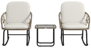 Set di poltrone a dondolo in rattan Outsunny, set di mobili da giardino composto da 2 poltrone e 1 tavolino