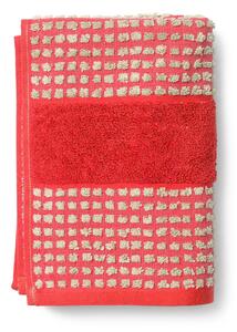 Asciugamano rosso in spugna di cotone biologico 50x100 cm Check - JUNA