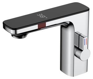 Rubinetto per lavabo con sensore e display digitale per acqua calda e fredda (cromato)