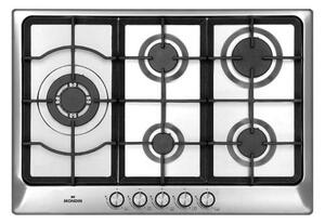 Mondin Piano Cottura 5 Fuochi a Gas Larghezza 75 cm (1 Bruciatore Wok) in Acciaio Inox colore Inox - MATERA A0755VPGCX